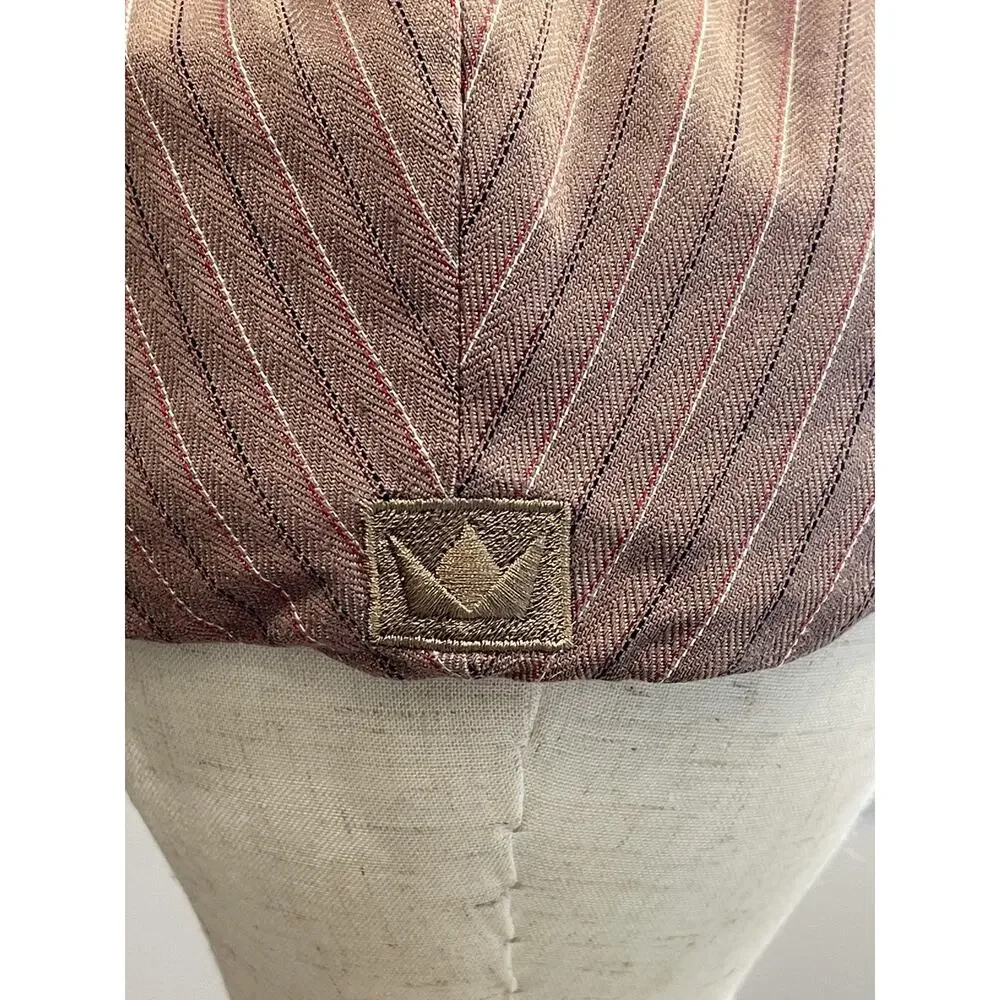 Crowncap Hat Cap Flat Brown Striped Cotton Twill Lined Lightweight Mens XL 22